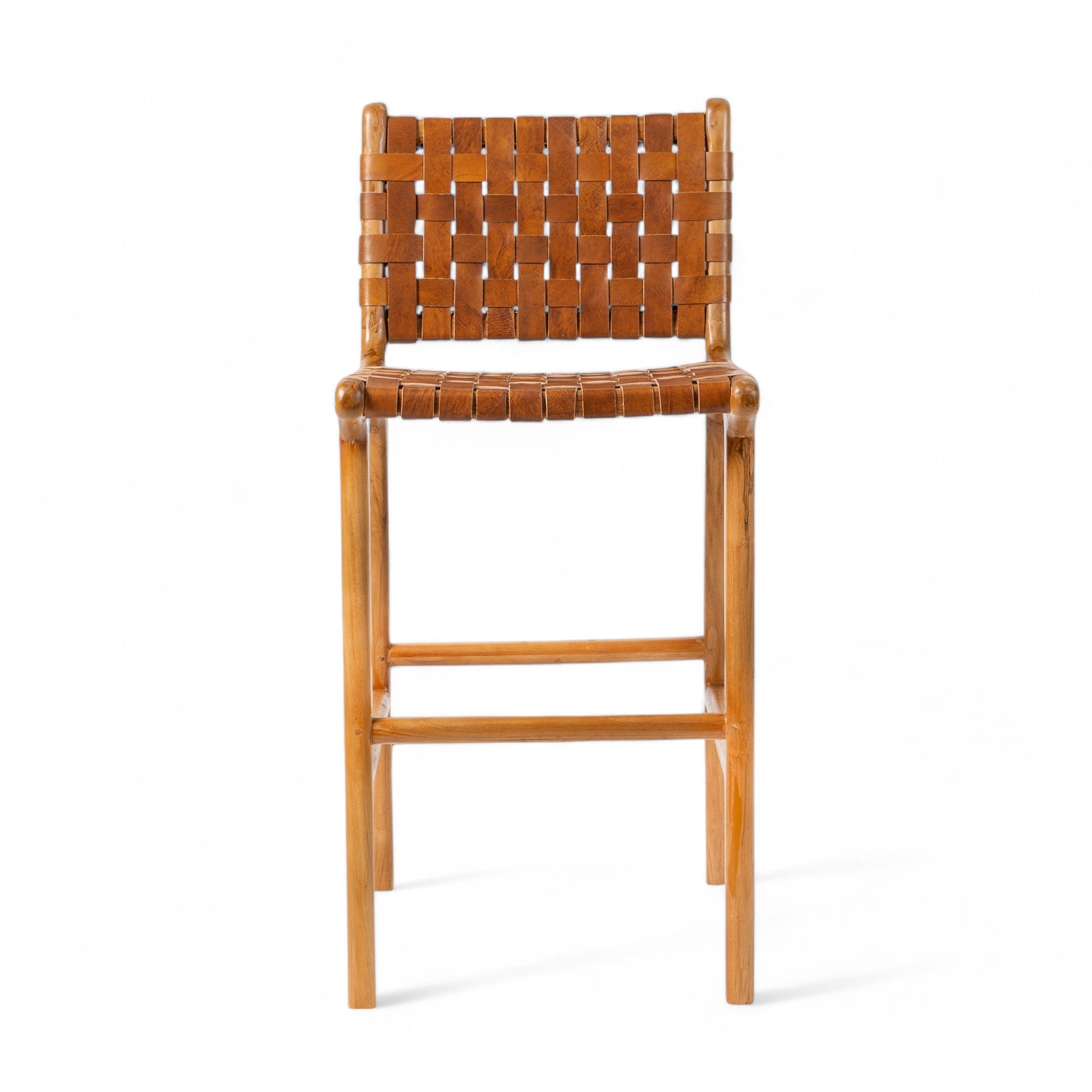 Counter Stool 'Sanur' in Teak and Leather