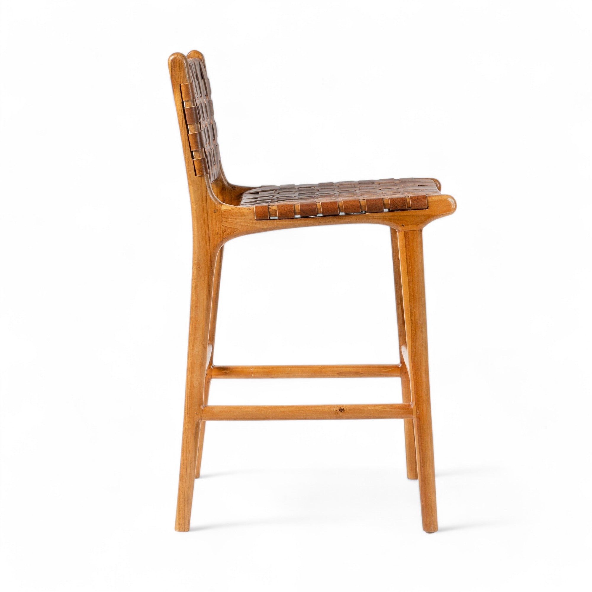 Counter Stool 'Sanur' in Teak and Leather