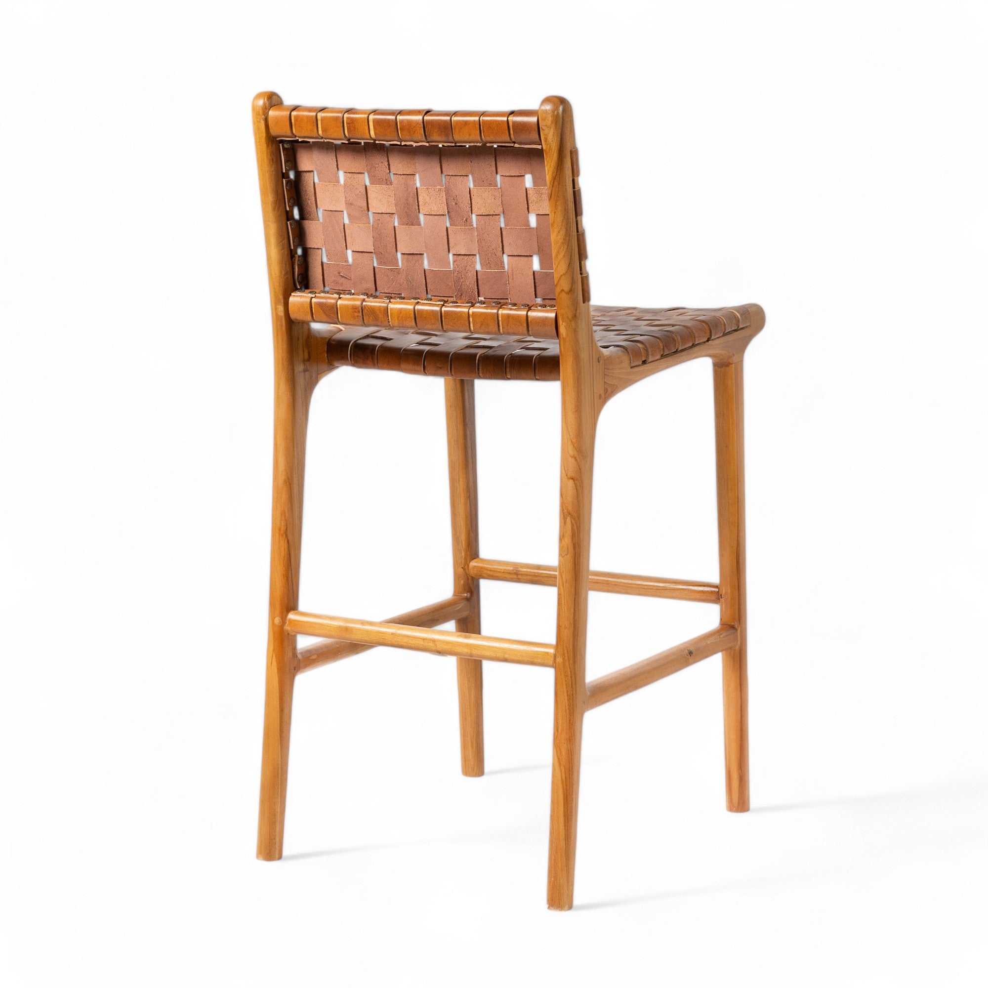 Counter Stool 'Sanur' in Teak and Leather