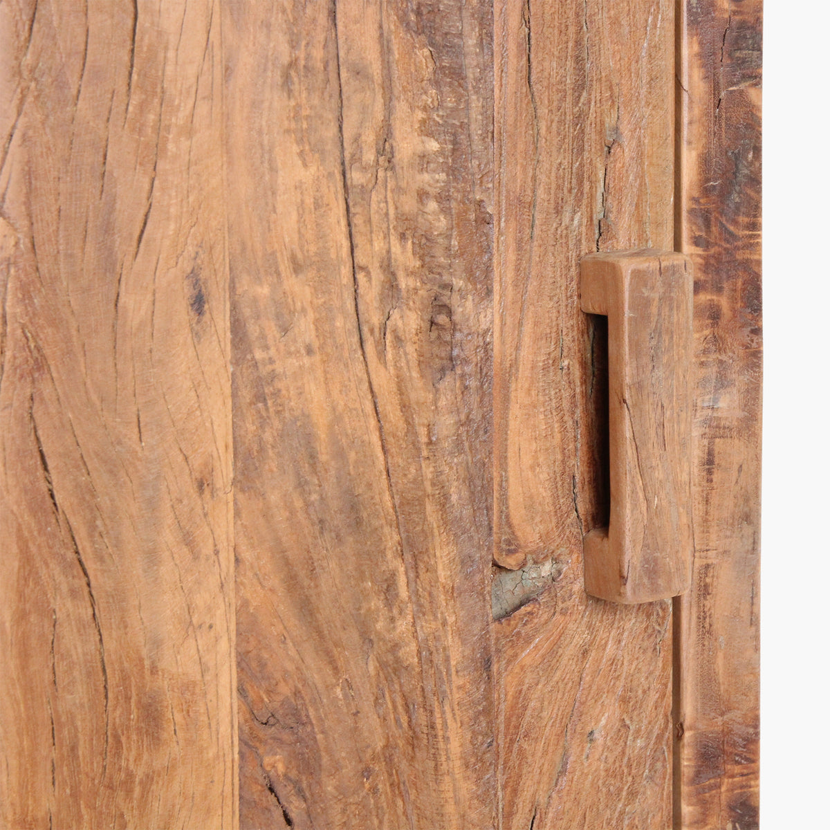 Raw Materials Farmwood cabinet made from FSC recycled wood, showcasing a wooden storage cabinet with a natural finish.