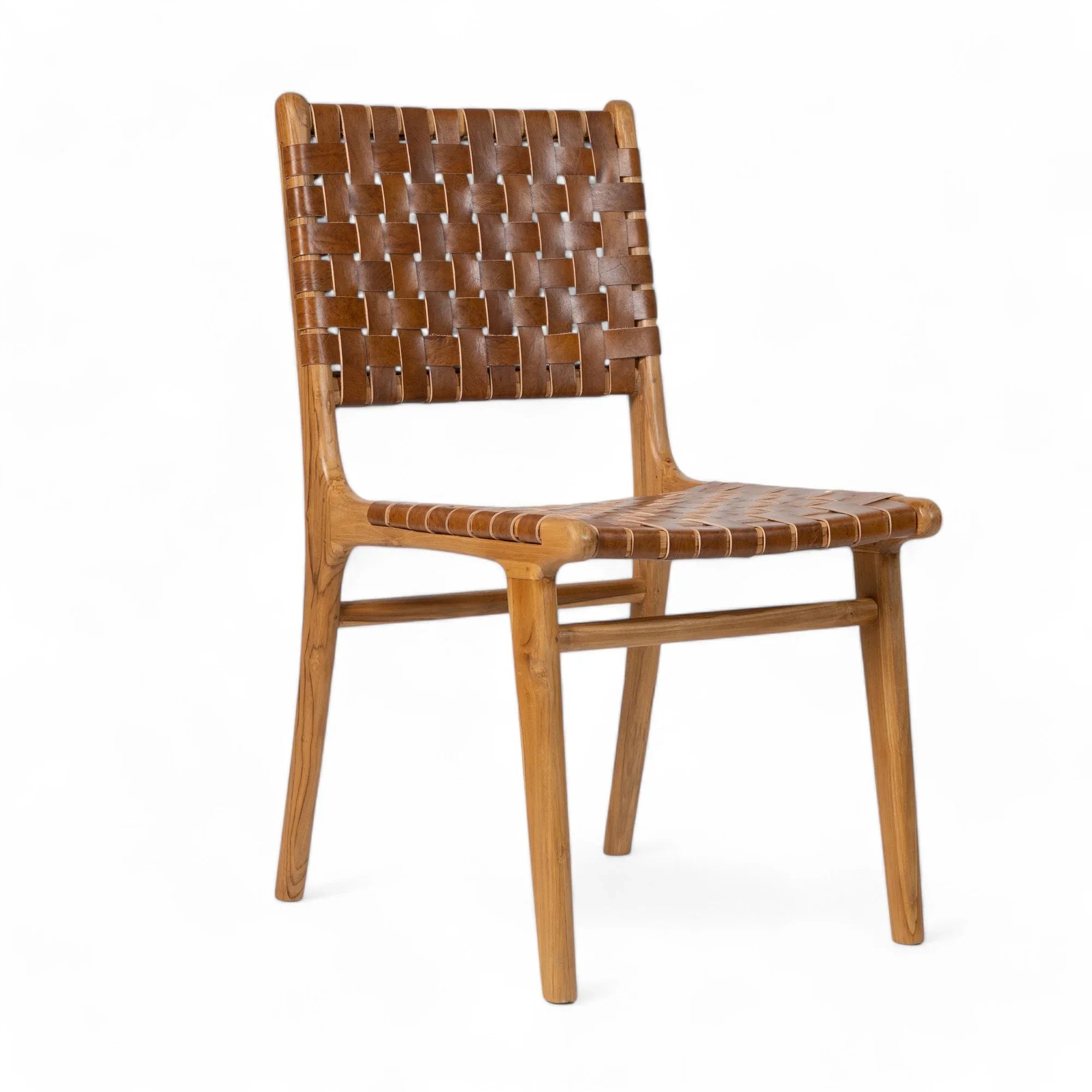 Handmade teak and leather dining chair, Scandinavian design from Kayu Living