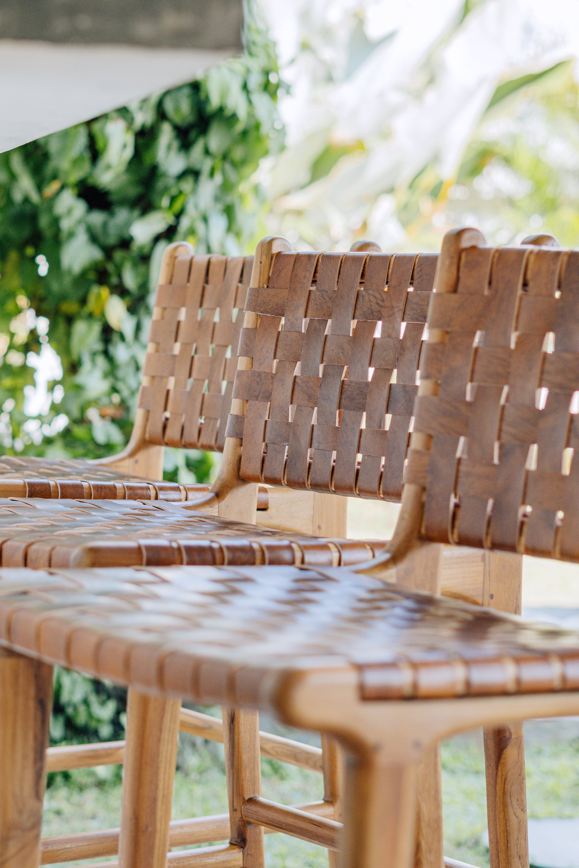 Counter Stool 'Sanur' in Teak and Leather