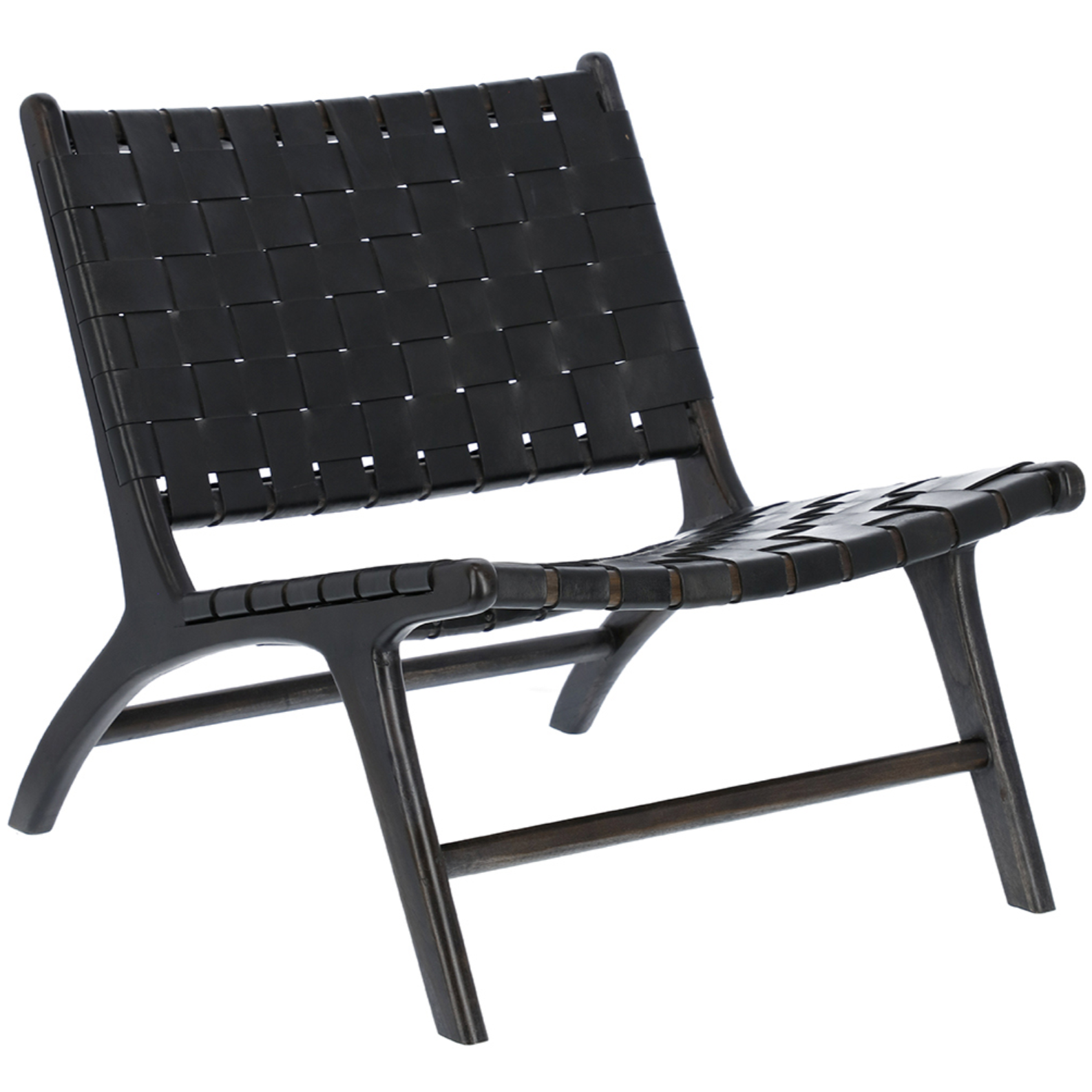 Black woven chair on a white background