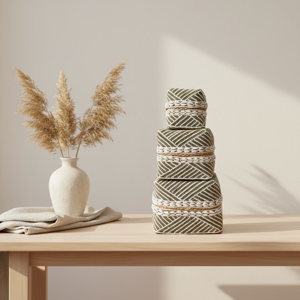 Beaded Box - Gold & White, Shells