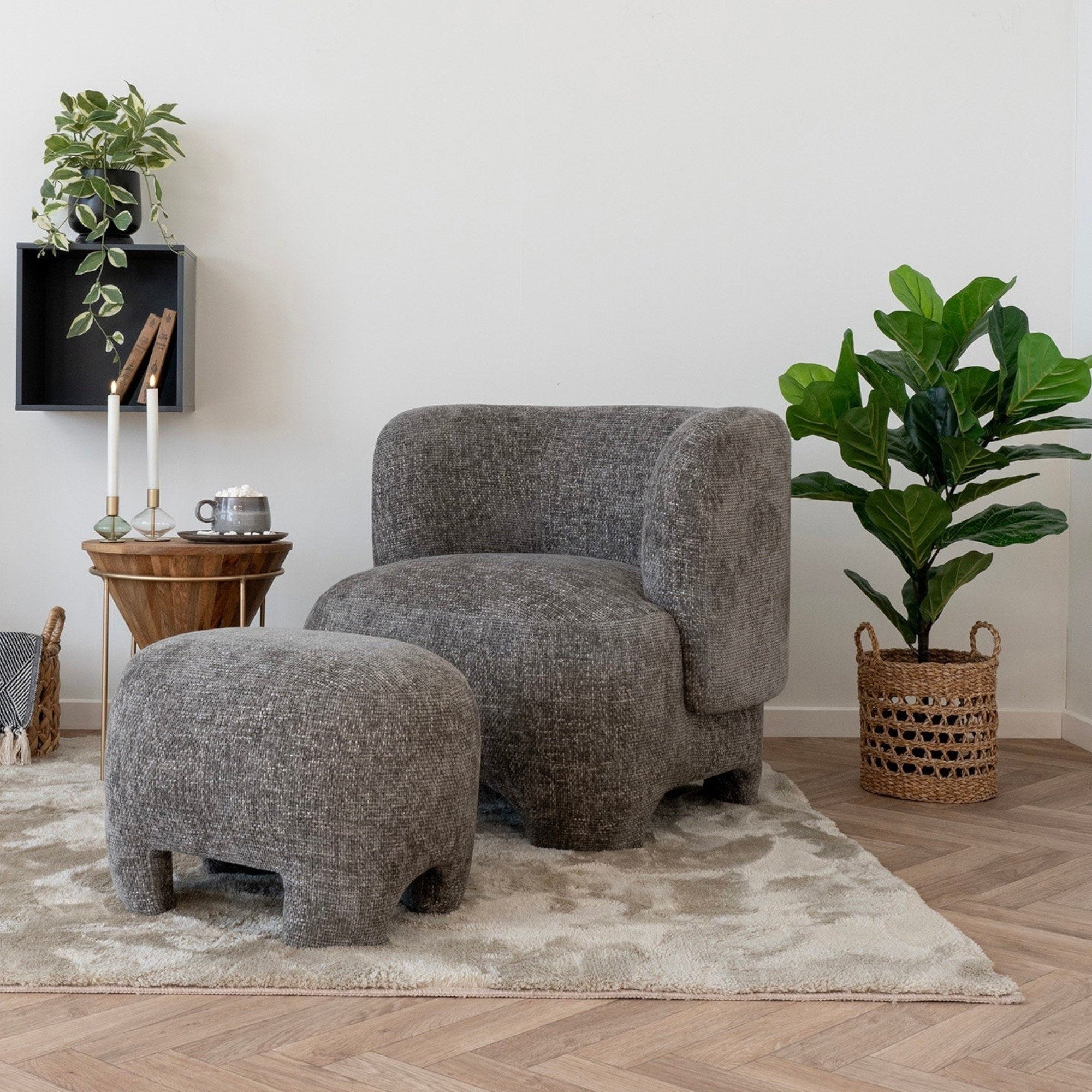 Kayu Living Balok Baskets set of three natural seagrass storage baskets with black woven accents