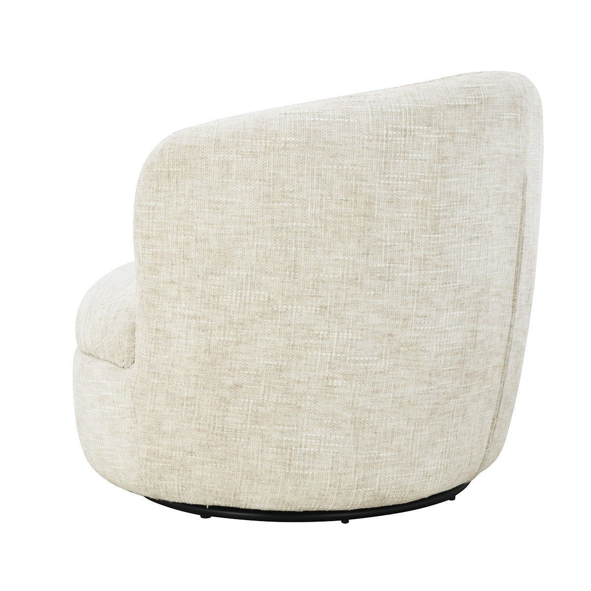 Kayu Living Britt swivel armchair in cream textured fabric with a rounded high back and sturdy swivel base