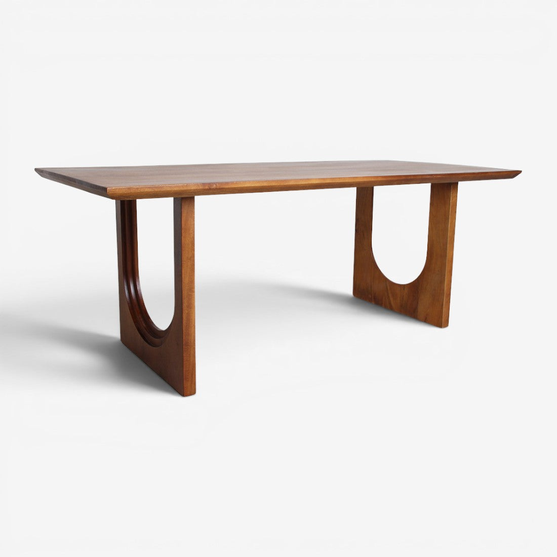 Kayu Living 200cm Bullnose Chamfered dining table made from warm reclaimed mango wood with unique U-shaped legs.