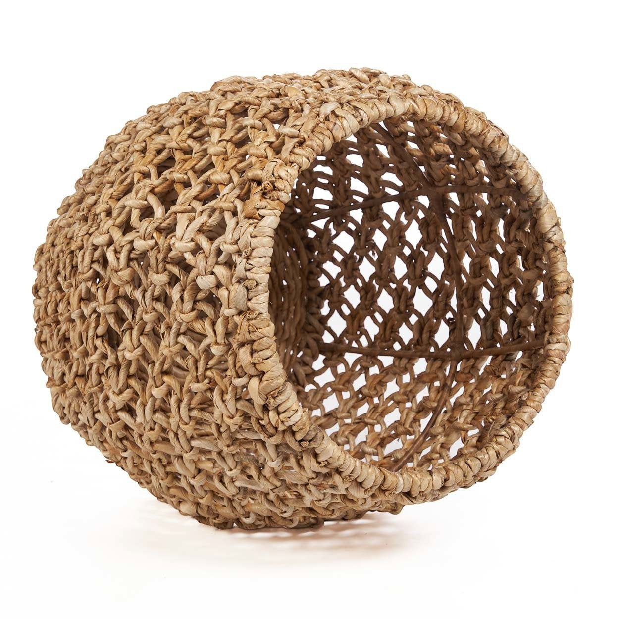 Kayu Living Dannih Stool handcrafted from sustainable woven banana leaf in a natural earthy brown boho style.