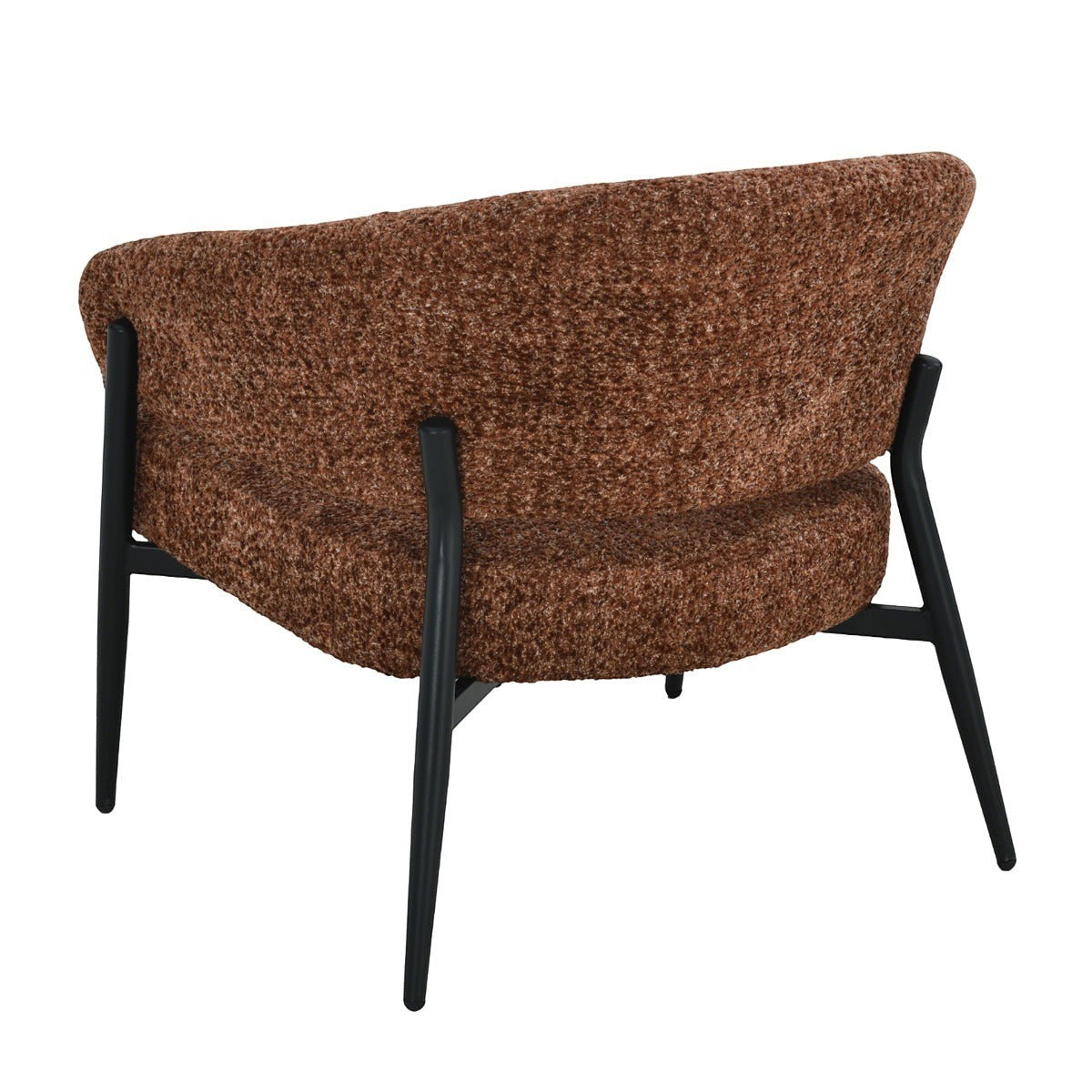 Kayu Living Dilan Venga lounge chair in hazel textured fabric with a black metal frame, back view