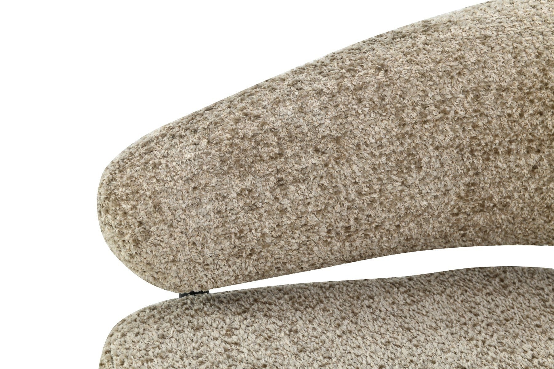 Kayu Living Dilan Venga Liver chair featuring a textured beige bouclé fabric upholstery with a curved backrest