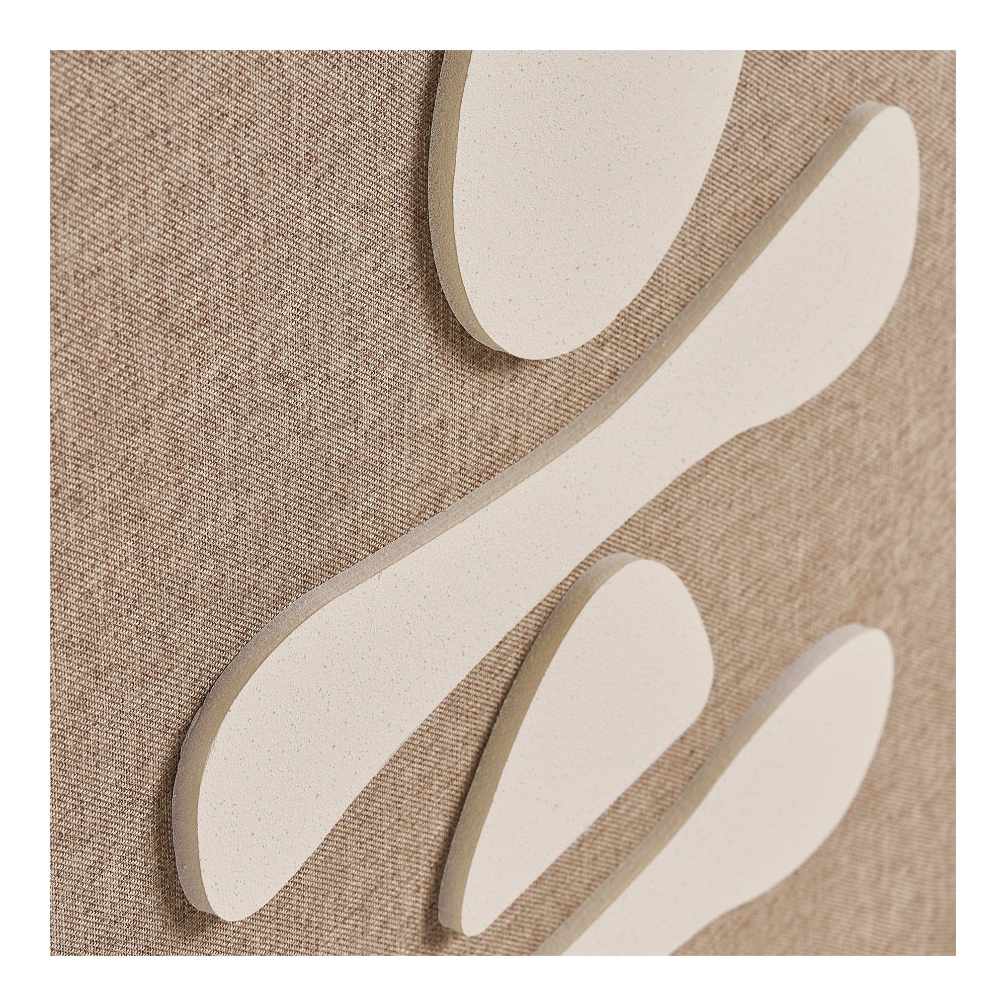 Kayu Living Diva Relief wall art No.1 featuring beige abstract shapes on a textured brown background.