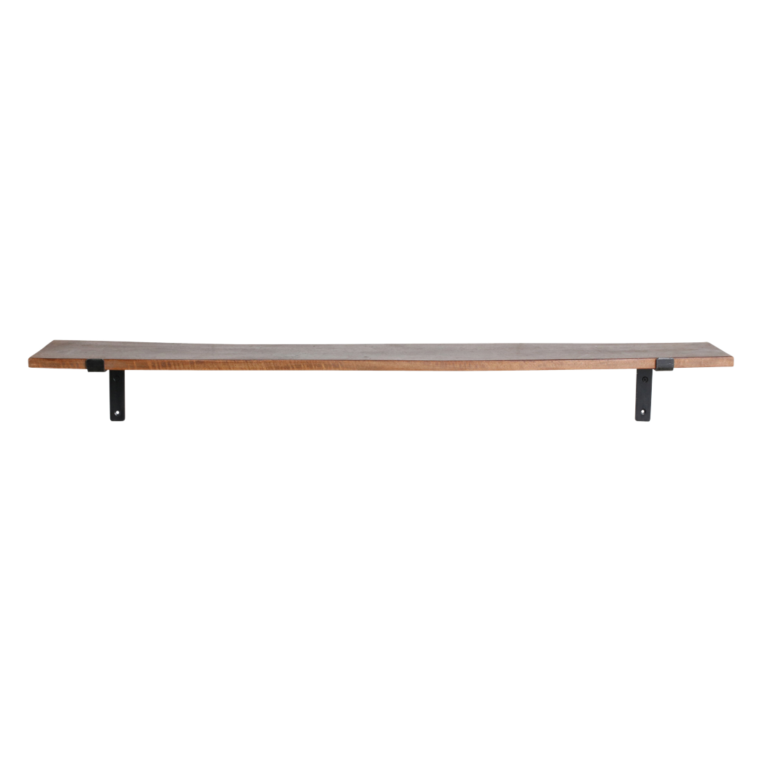 Kayu Living Factory wall shelf made from reclaimed FSC-recycled wood with dark patina and black metal brackets
