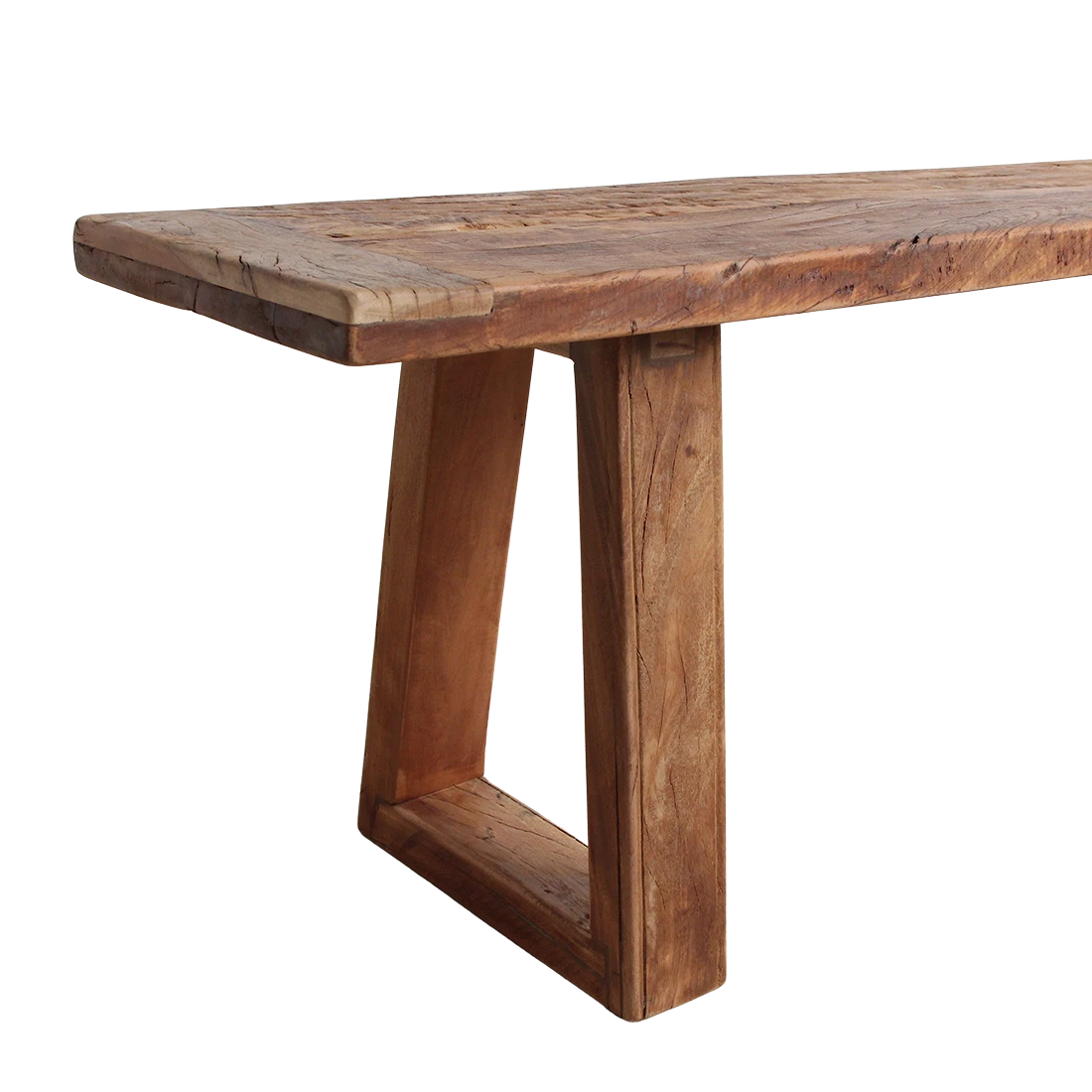 Kayu Living Farmwood dining bench made from rustic FSC recycled wood with a visible grain and sturdy leg design.