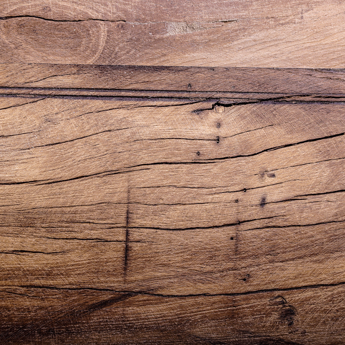 Kayu Living Farmwood rectangular coffee table surface showing natural wood grain, knots, and rustic texture.