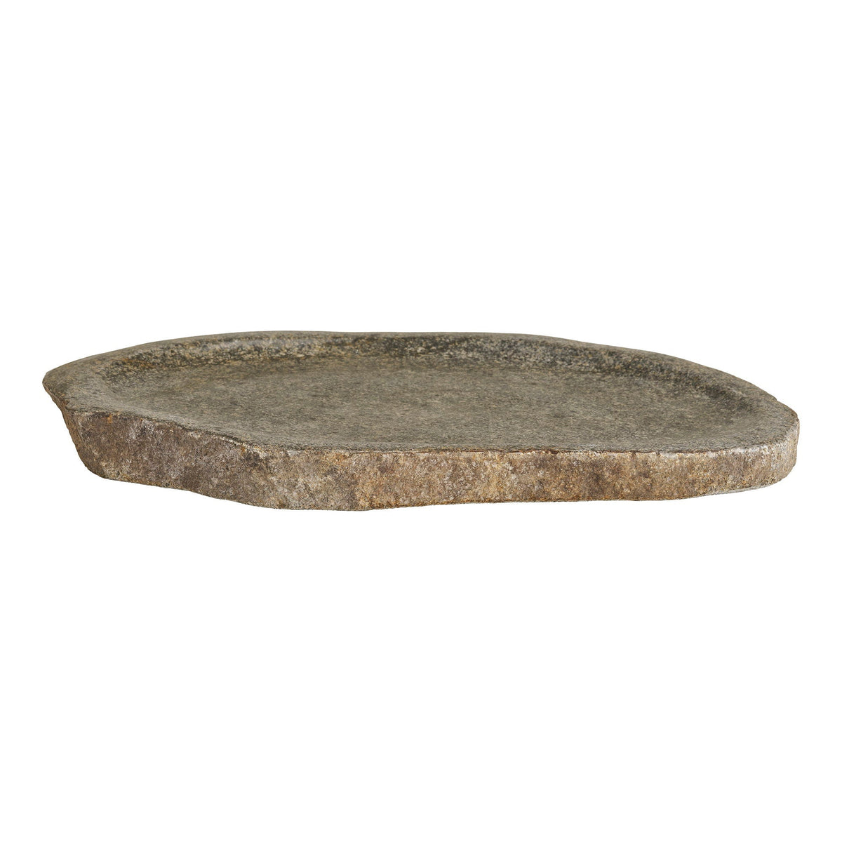 Kayu Living Gara natural riverstone tray with a tactile matte finish and organic, solid stone craftsmanship.