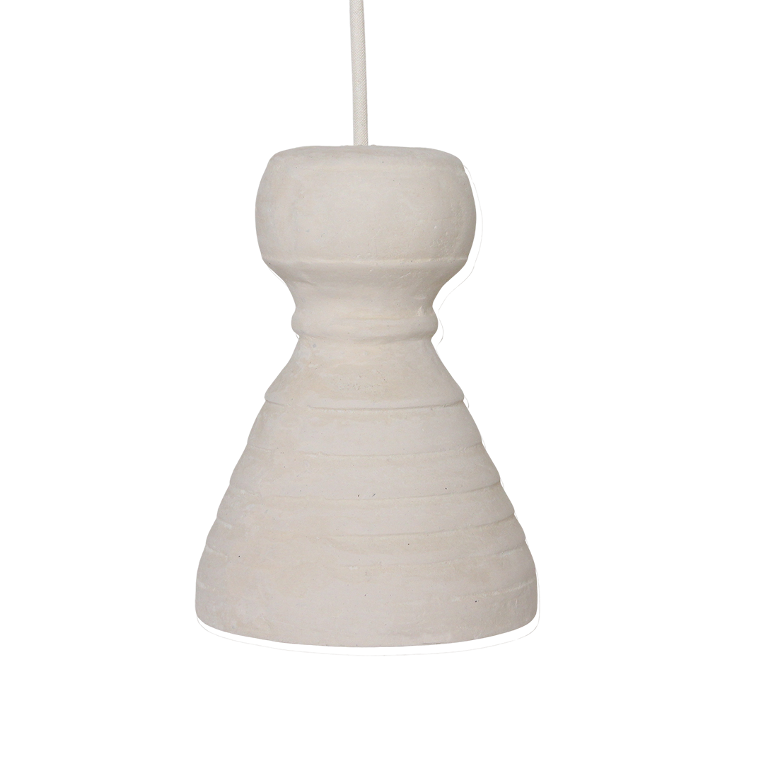 Kayu Living Kanoi pendant lamp in off-white Ecomix with a matte, chalky finish and organic, carved stone texture.