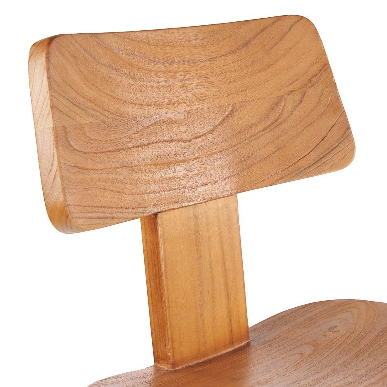 Kayu Living The LovYa Barstool featuring natural Indonesian teak wood with a modern, minimalist backrest design.