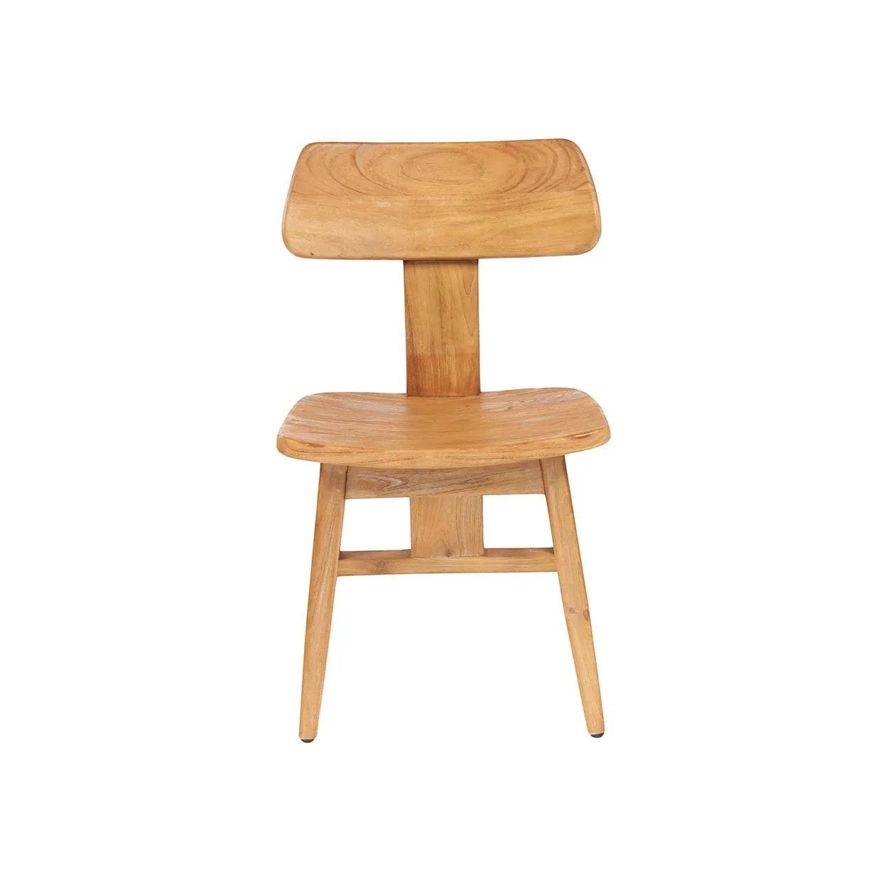Kayu Living LovYa dining chair in natural teak wood with a modern minimalist design and contoured seat.