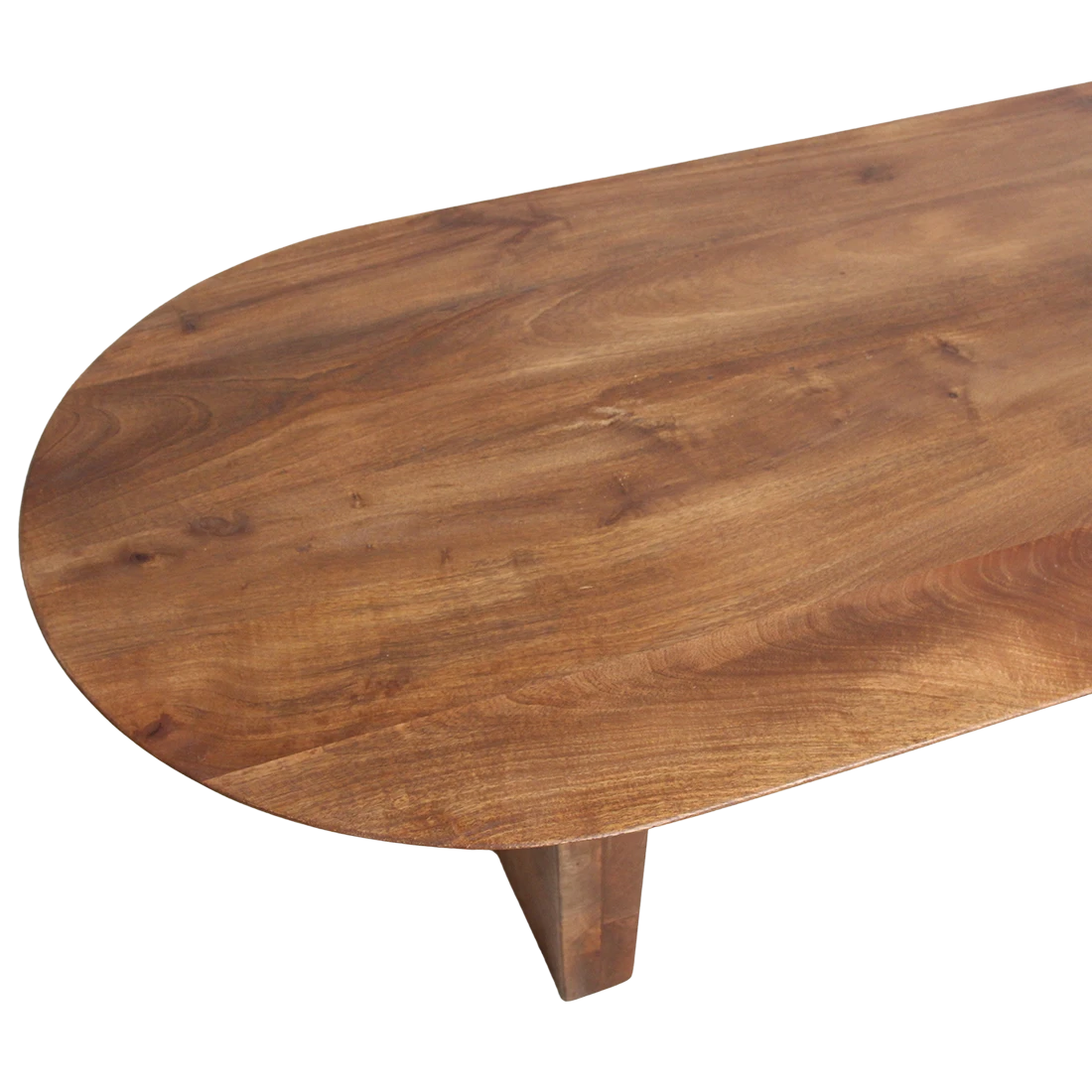 Kayu Living brown bullnose coffee table made from sustainable reclaimed mango wood with a smooth rounded edge.