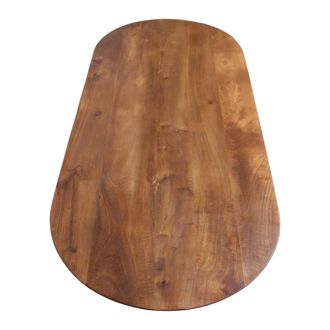 Kayu Living brown bullnose coffee table made from sustainable reclaimed mango wood with a smooth oval top.