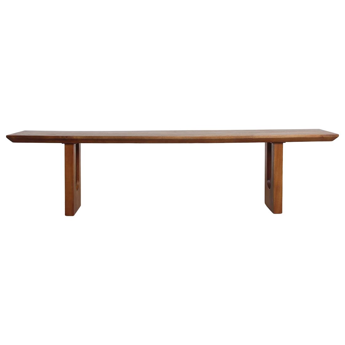 Kayu Living 180cm bullnose chamfered dining bench in natural mango wood with rounded edges and sturdy base.