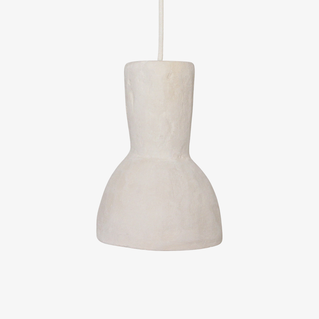 Kayu Living Moro chalk pendant lamp in a sand-colored matte Ecomix finish with an organic, minimalist silhouette.