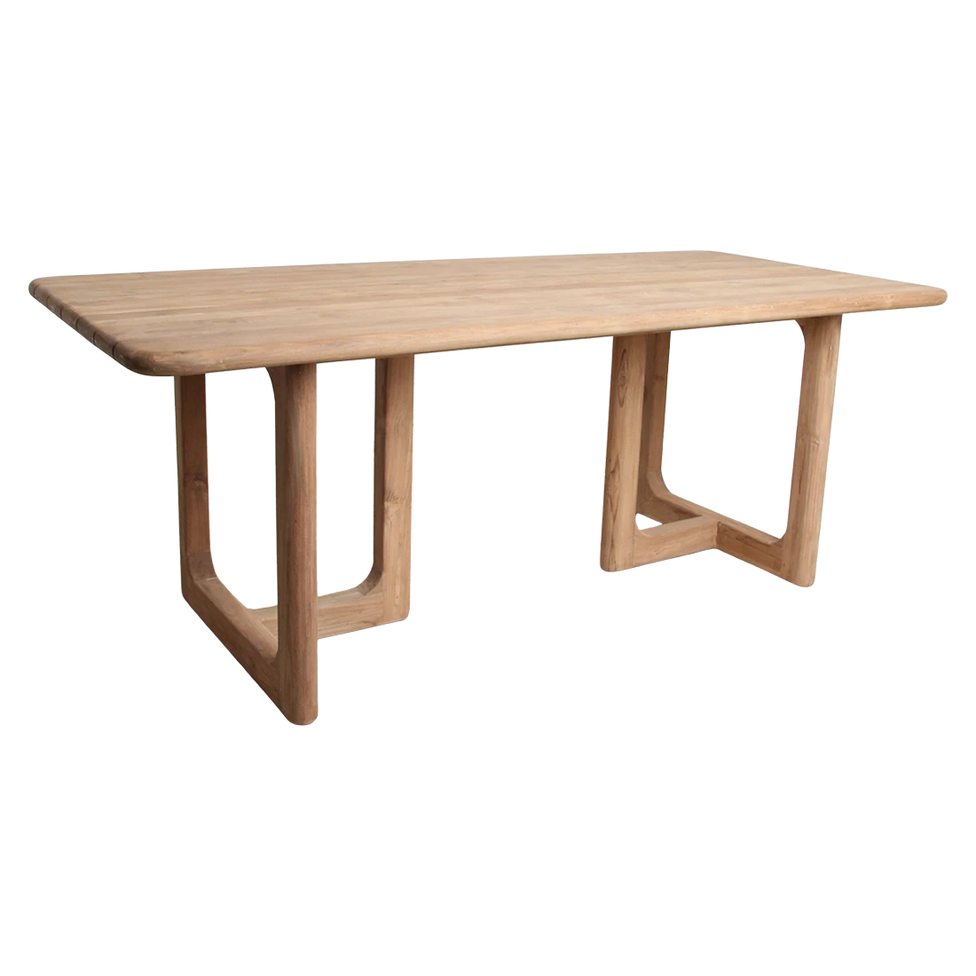 Kayu Living Primavera 200cm garden table made from FSC recycled teak with rounded edges and U-shaped legs.