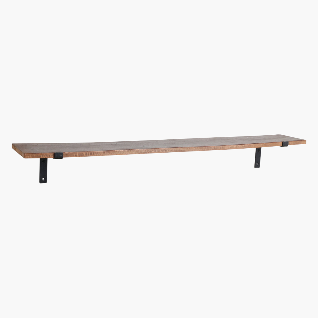 Kayu Living 120 cm industrial wall shelf made from reclaimed FSC-recycled wood with black metal brackets