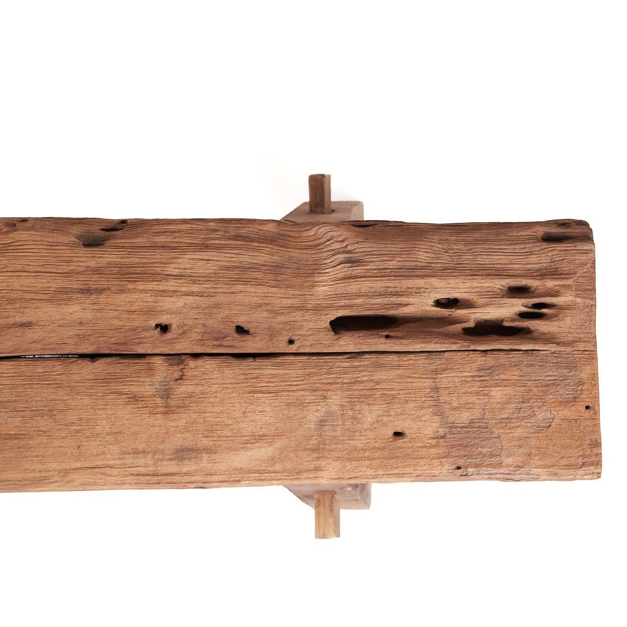 Kayu Living Beauteous Rustic Bench made of solid Indonesian teak with a natural finish and visible wood grain.