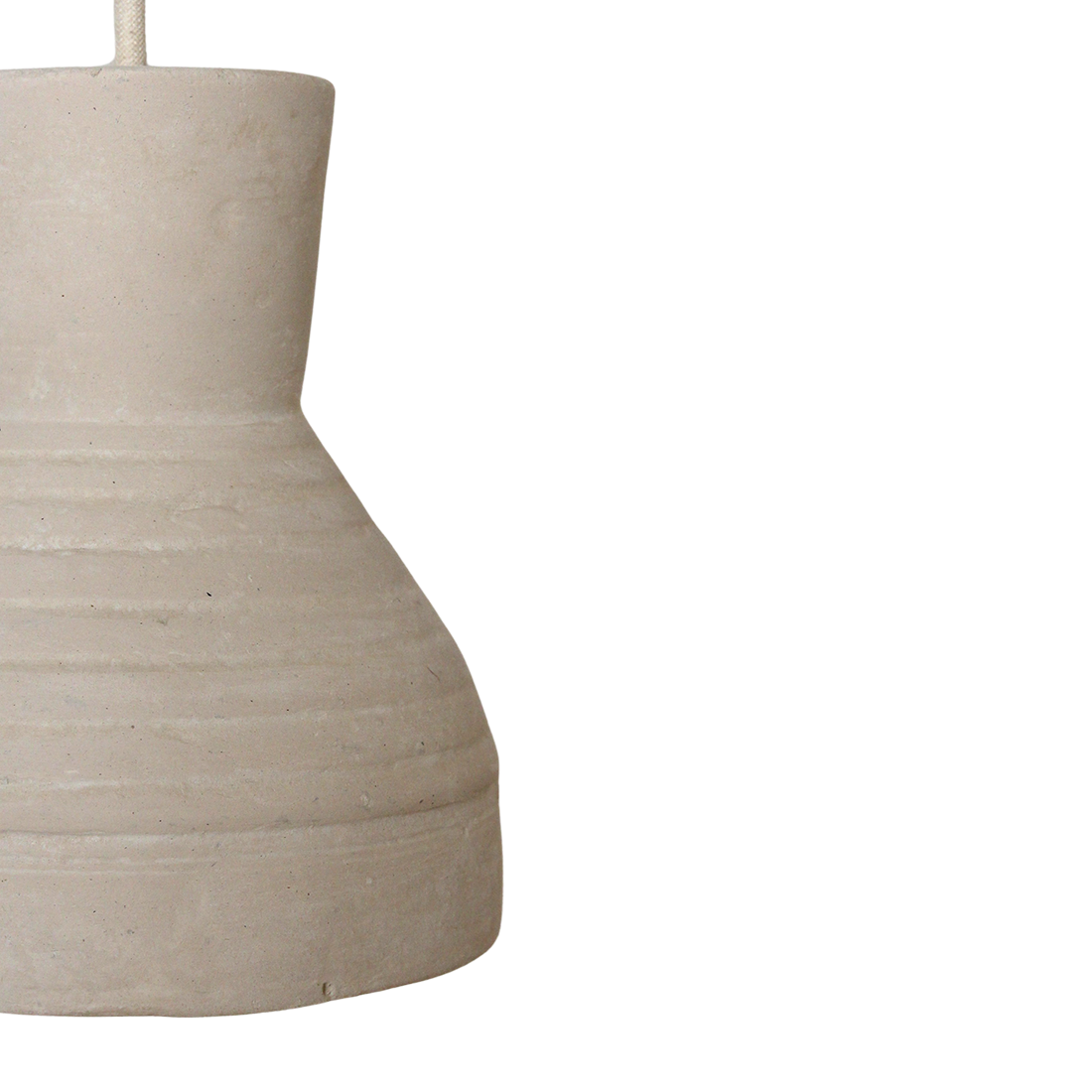 Kayu Living Sukkur pendant lamp in natural chalk-textured Ecomix with organic, stone-like papier-mâché design.
