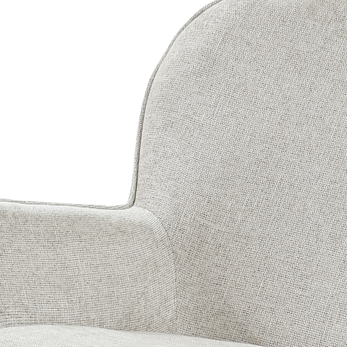 Kayu Living Sven Bisque swivel armchair in toffee featuring a sculptural silhouette and textured fabric upholstery.