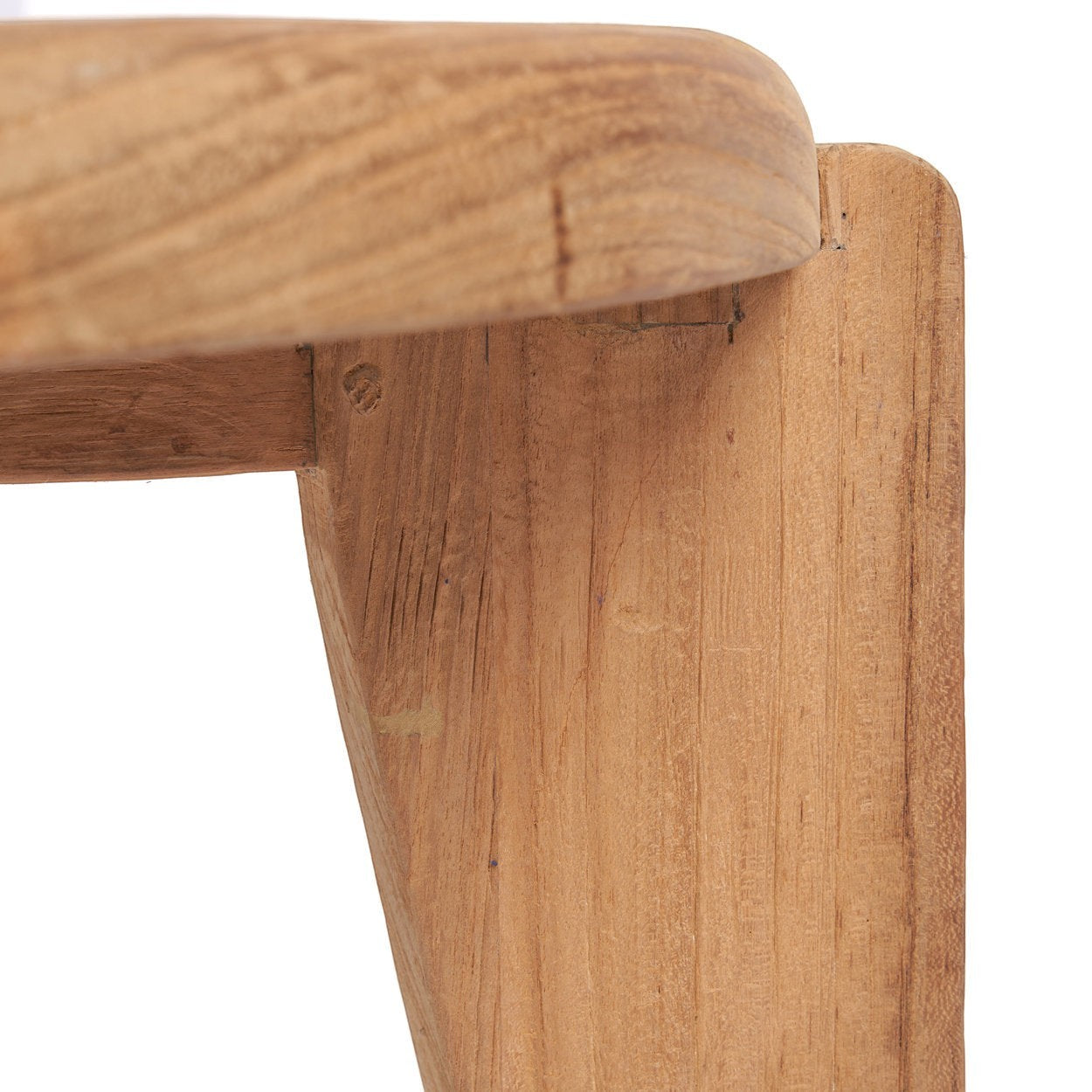 Kayu Living Wabi Sabi reclaimed teak coffee table, natural finish, three-legged design.