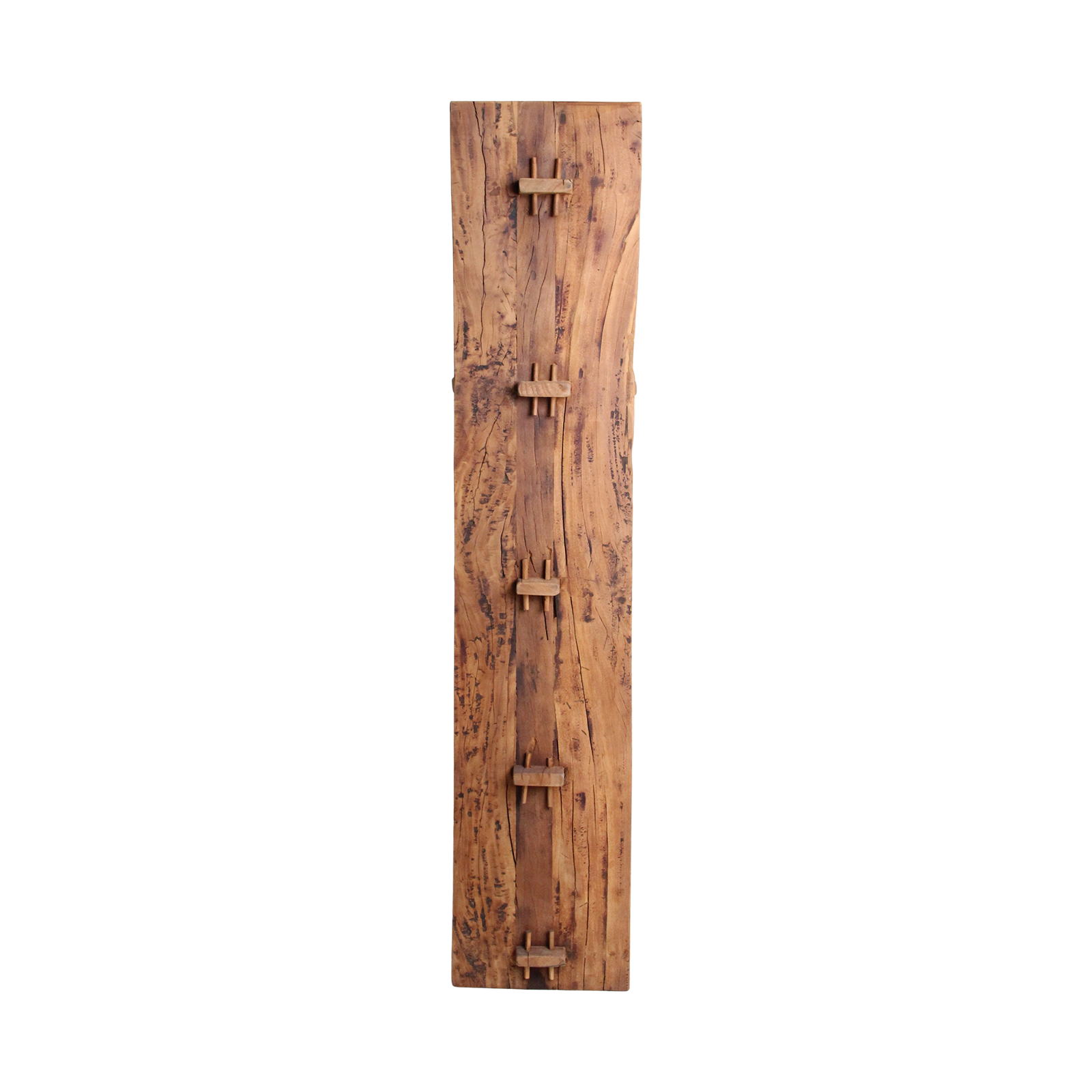 Raw Materials Farmwood storage rack with multiple shelves for organized storage and rustic wooden design.