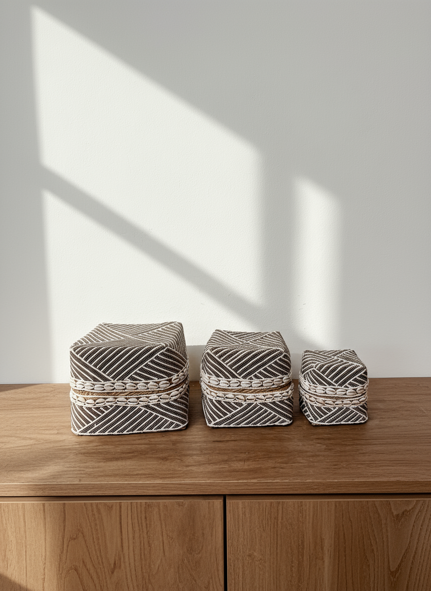 Beaded Box - Gold & White, Shells