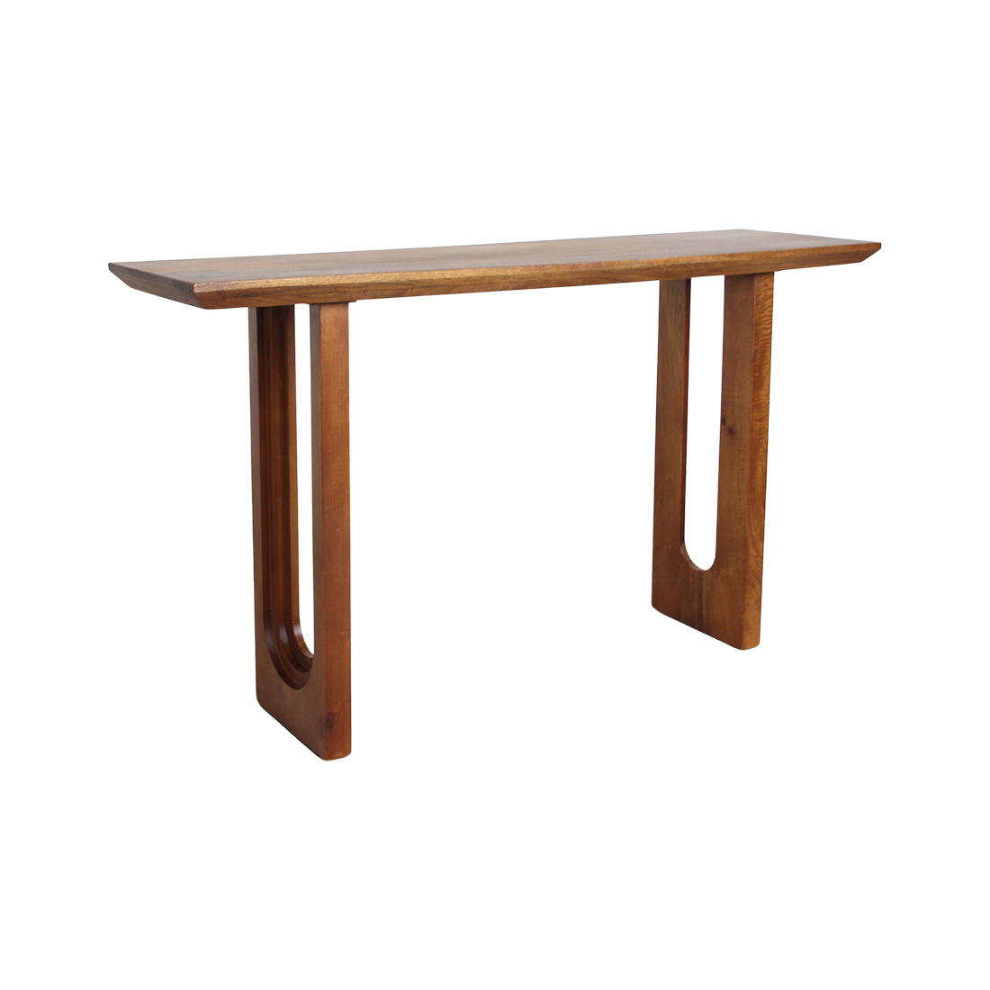 Raw Materials Bullnose Chamfered Mango Wood Console Table showing smooth edges and natural wood grain.