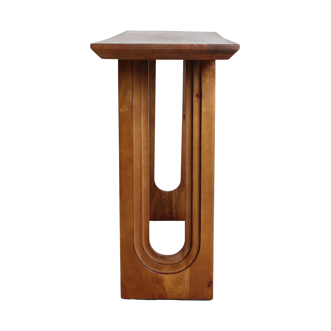 Raw Materials mango wood console table with bullnose chamfered edges, showcasing smooth finish and sturdy construction.
