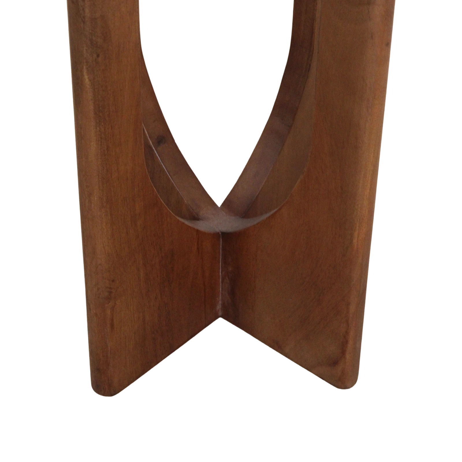 Kayu Living Brunei side table base made of dark mango wood with a sculptural cross design
