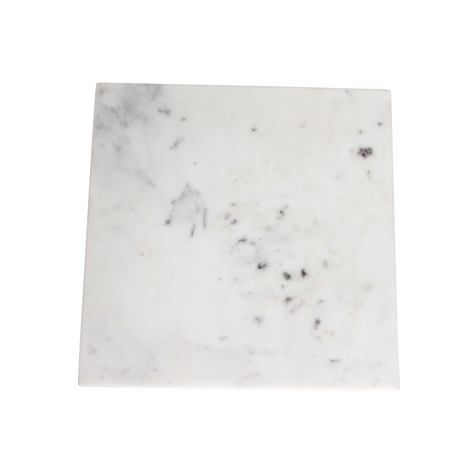 Kayu Living Beijing white marble side table top with natural grey veining in a square minimalist design