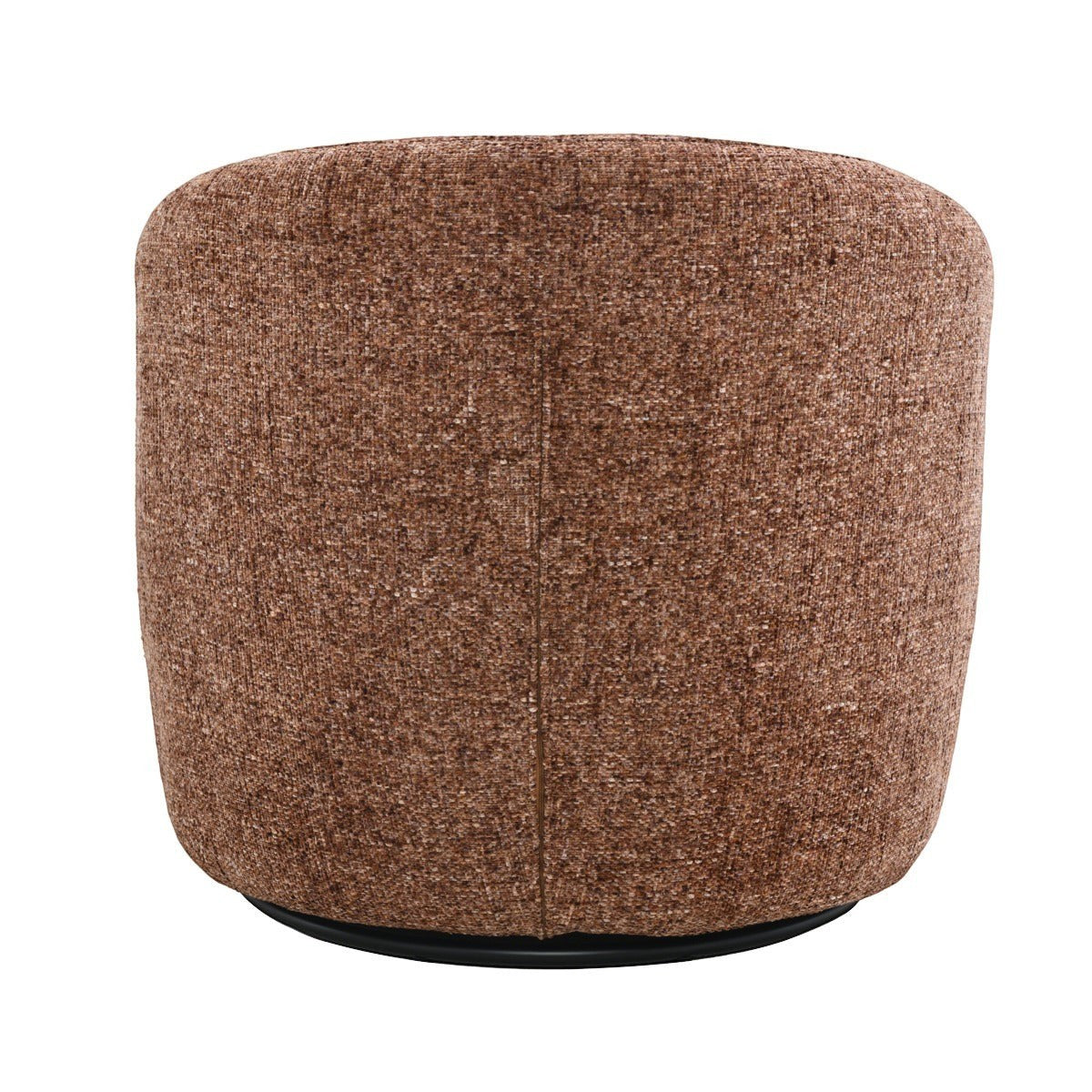 Kayu Living Britt burgundy textured fabric swivel armchair, back view showing rounded silhouette