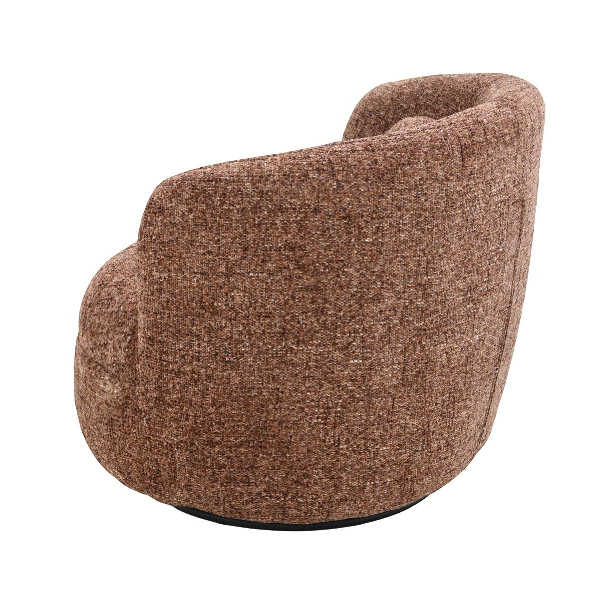 Kayu Living Britt swivel armchair in burgundy textured fabric with a rounded high back design