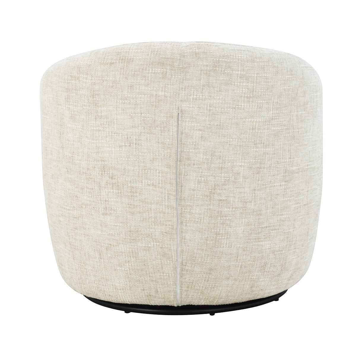 Kayu Living Britt swivel armchair in cream textured fabric with a rounded back and sturdy black swivel base