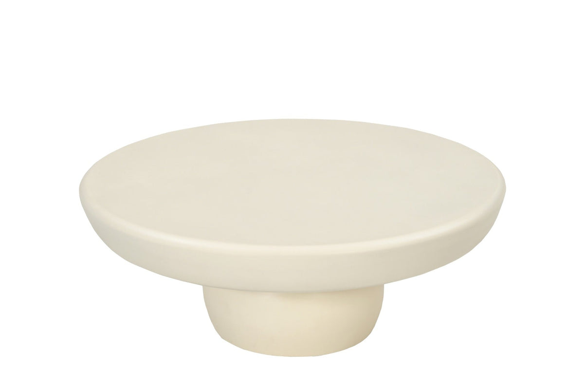 Kayu Living Brix Dune 80 cm round coffee table in beige beton cire with a minimalist pedestal base.
