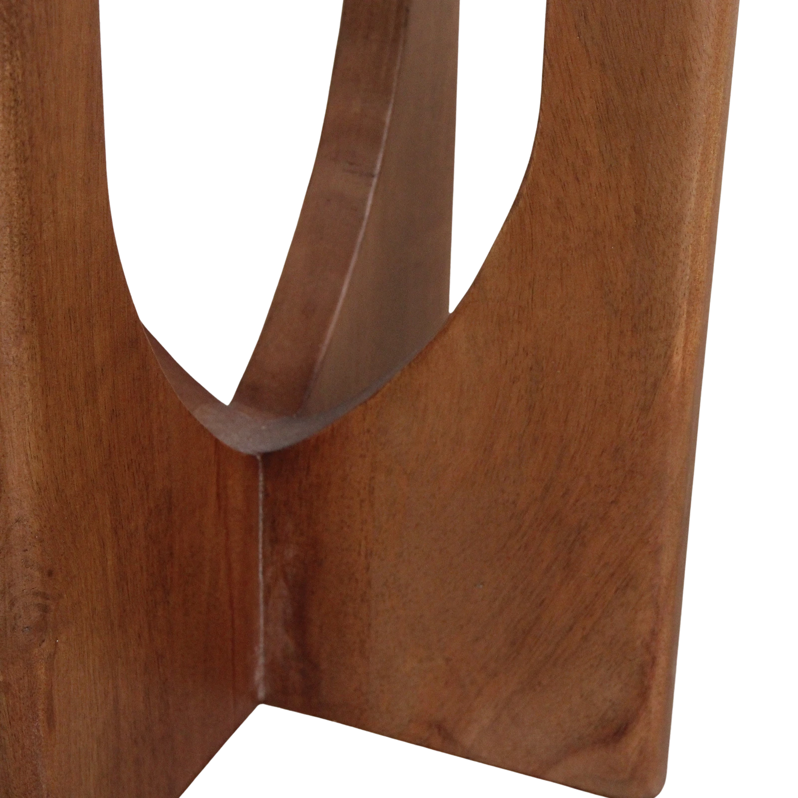 Kayu Living Brunei side table featuring a dark mango wood cross base with a smooth, curved design.