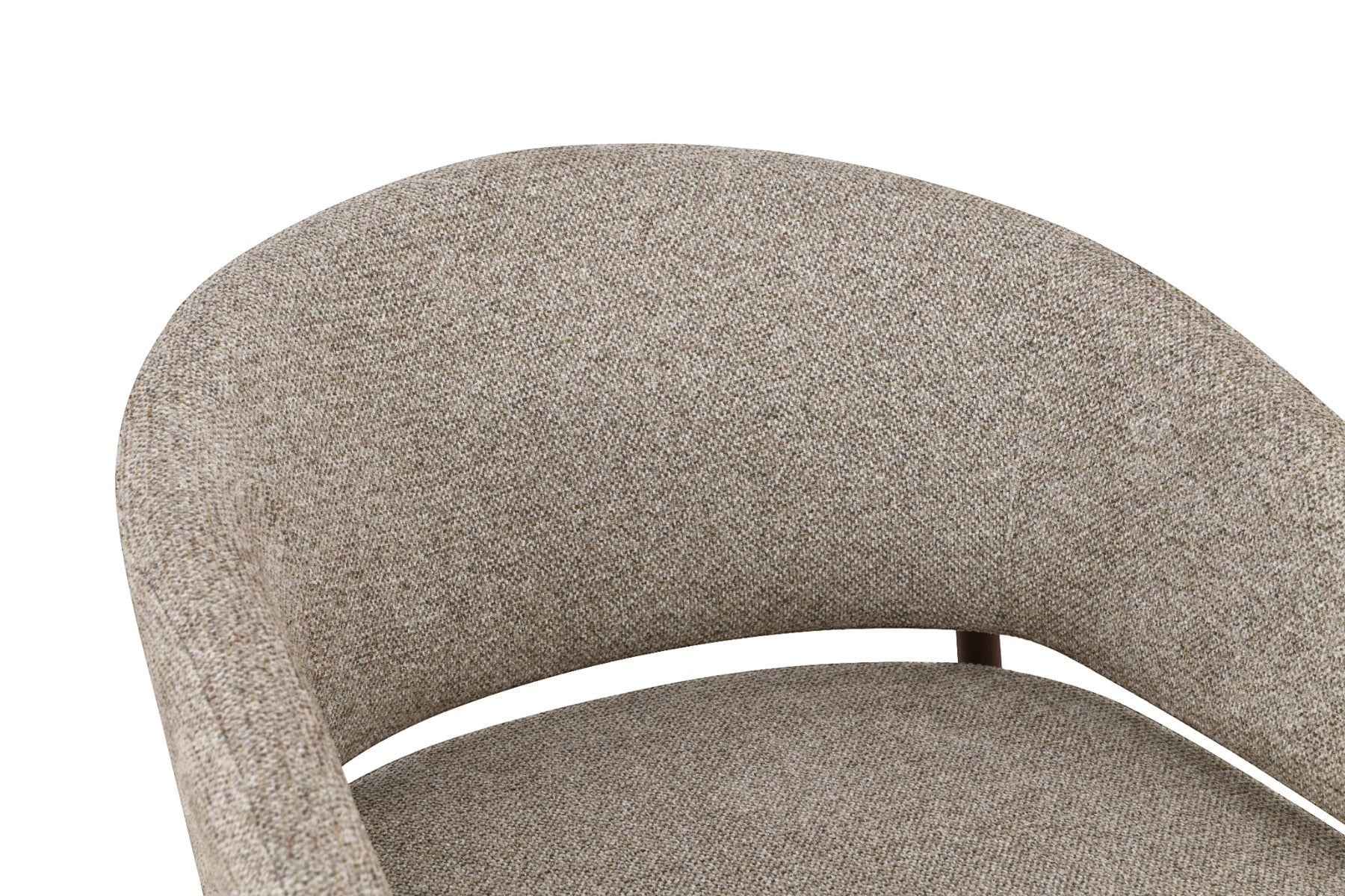 Kayu Living Dilan Hush lounge chair featuring a curved backrest with textured natural fabric upholstery