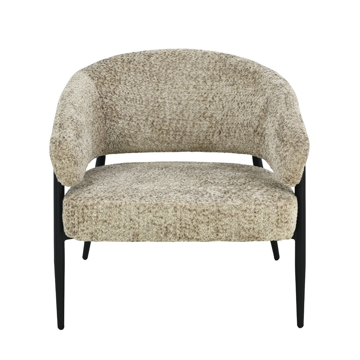 Kayu Living Dilan Venga Liver accent chair with textured beige bouclé fabric and sleek black metal frame