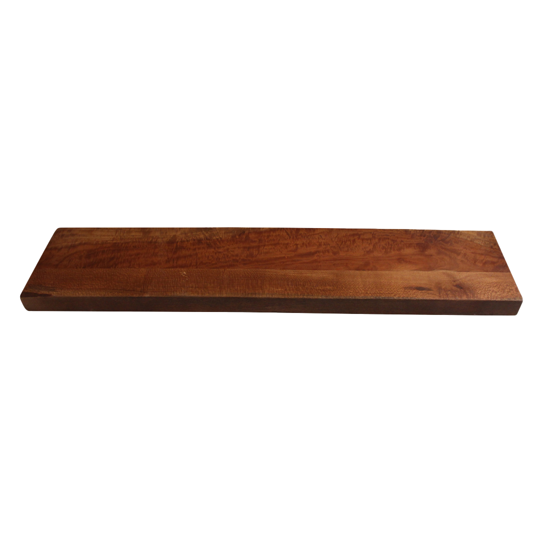 Kayu Living Factory floating wall shelf made from dark reclaimed FSC-recycled wood with a natural grain finish.