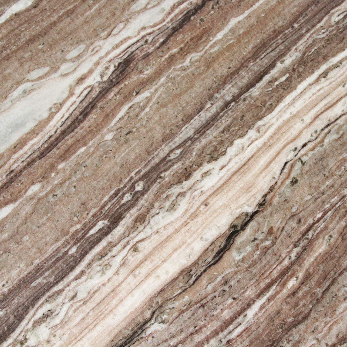 Kayu Living Fantasy Brown marble coffee table surface with intricate brown, gray, and white diagonal veining.