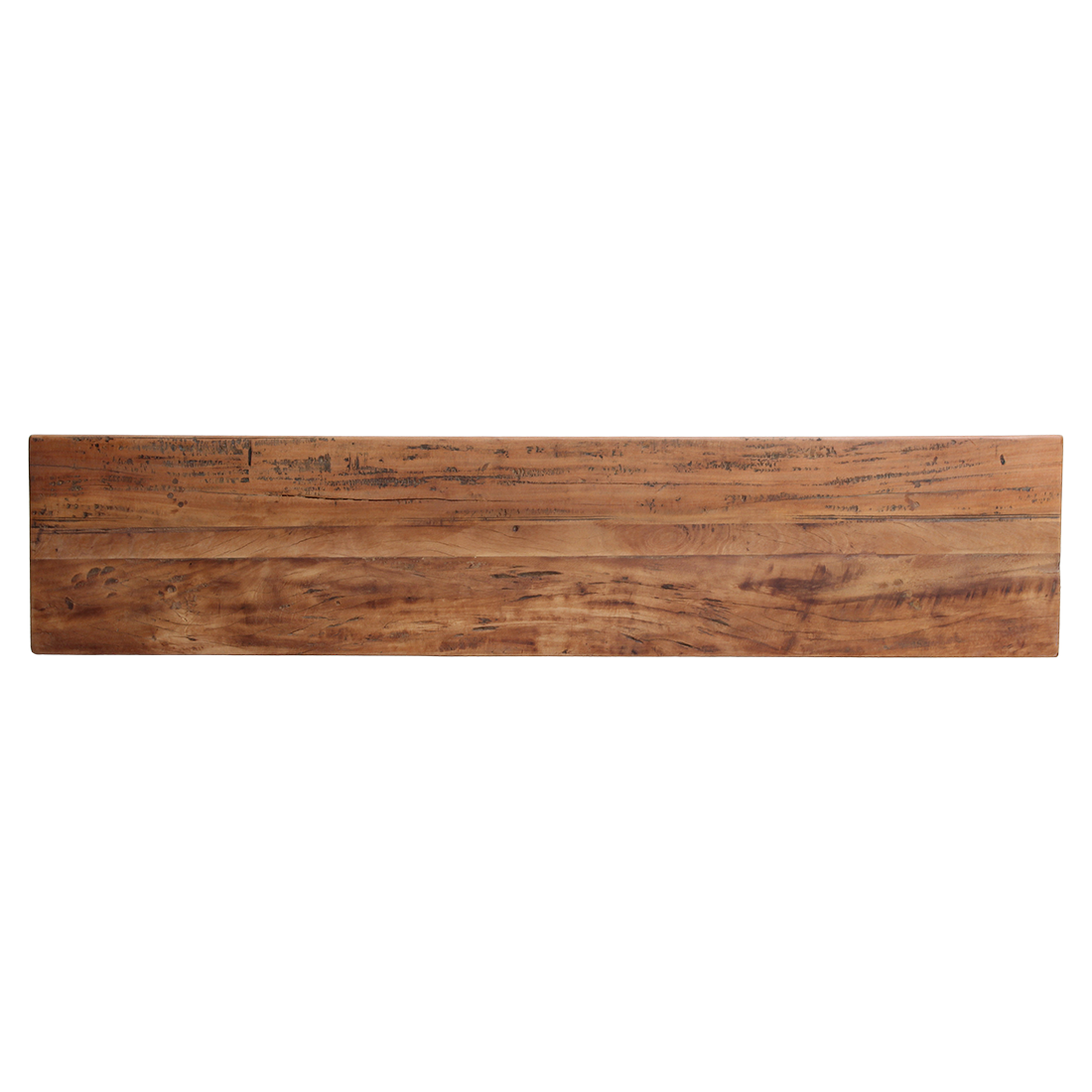 Kayu Living Farmwood console table top view showing natural wood grain and rustic knots in recycled timber