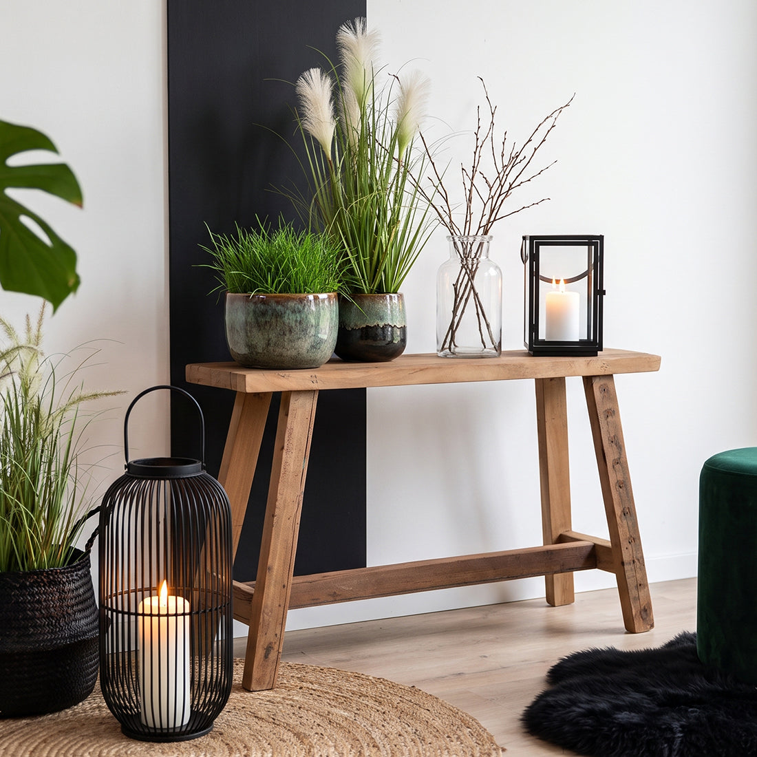 Kayu Living Farmwood 85cm bench made from reclaimed FSC-certified Indian wood with a natural rustic patina.