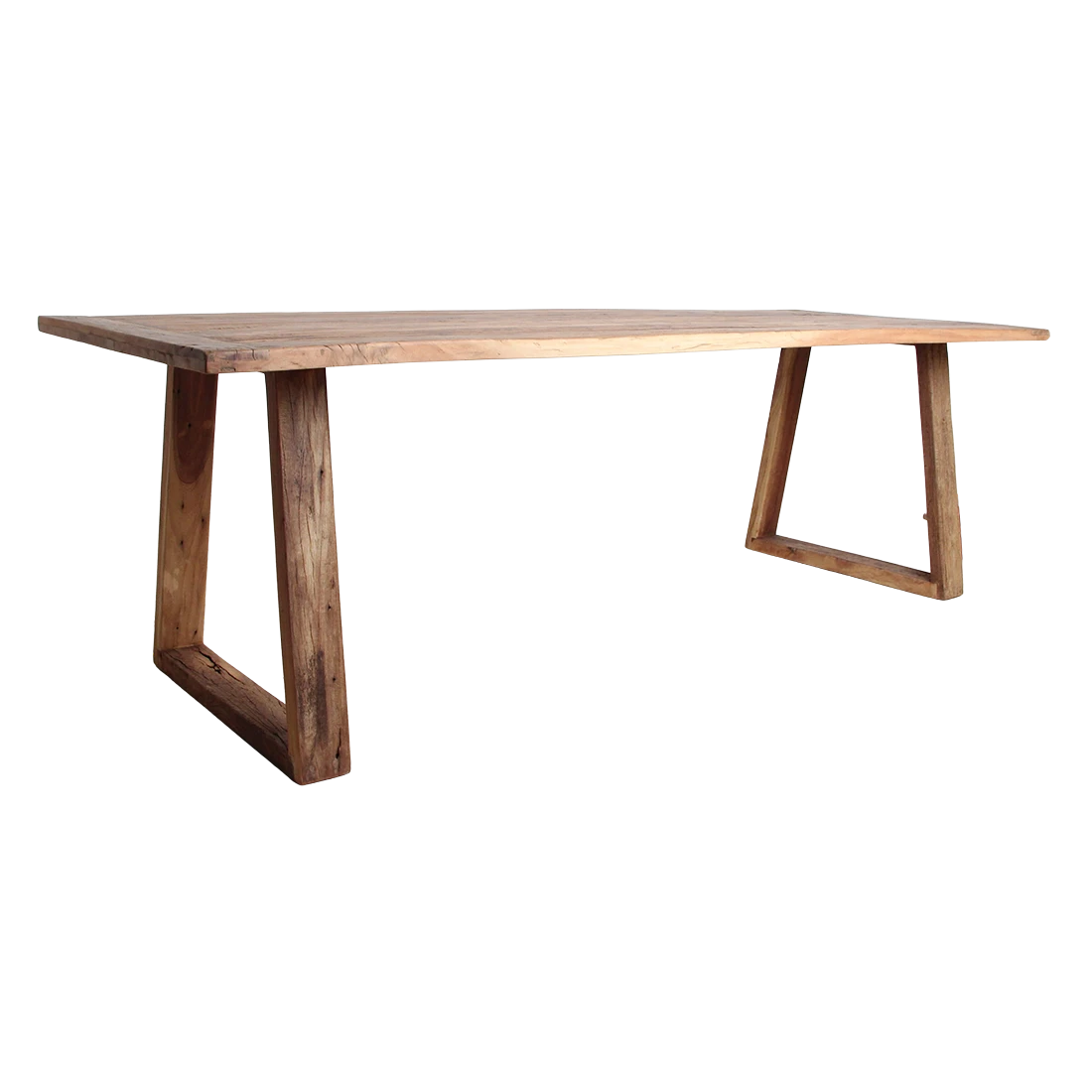 Kayu Living Farmwood dining table in brown recycled wood with a rustic finish and unique grain patterns
